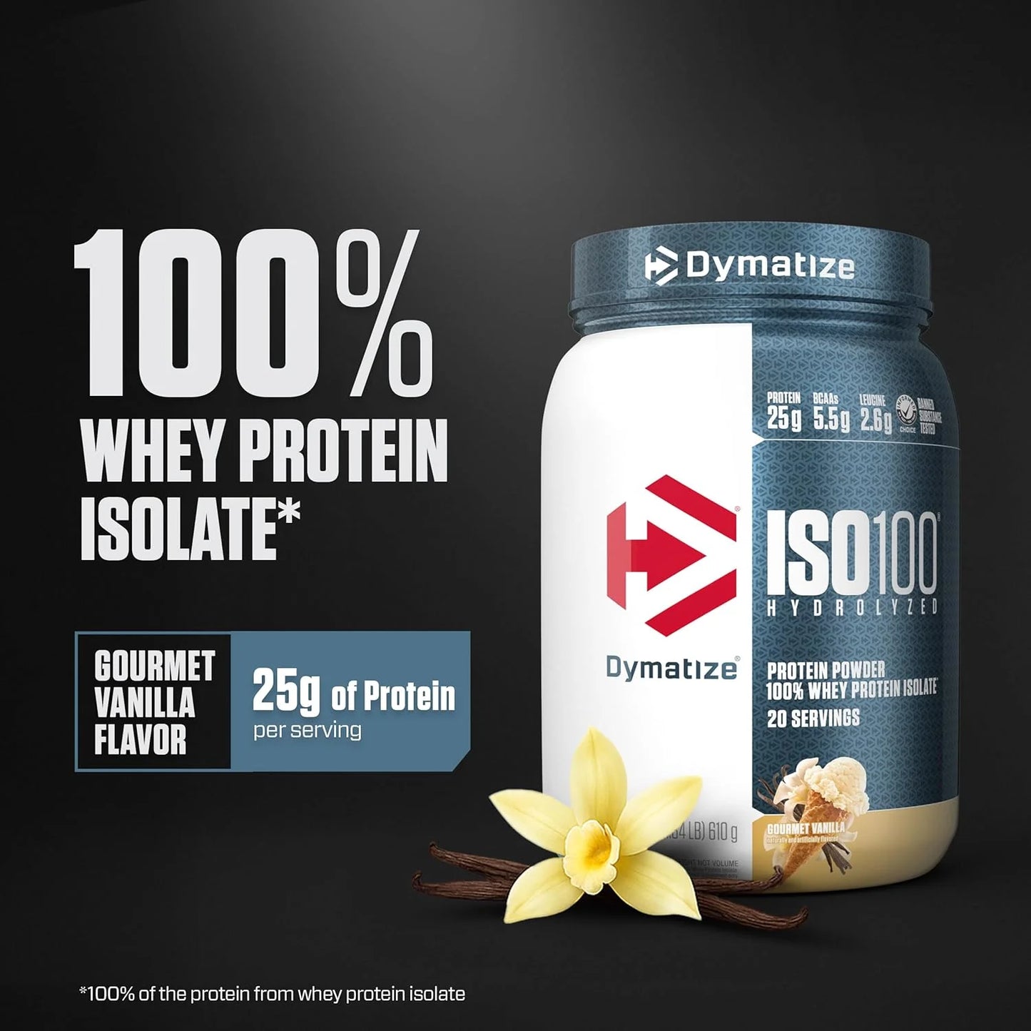 Dymatize ISO100 Whey Protein Powder Isolate, Gourmet Vanilla