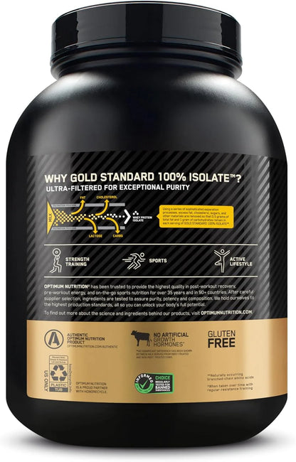Optimum Nutrition Gold Standard 100% Isolate, Protein Powder, Chocolate Bliss, 3 Lbs, 44 Servings. Whey Protein Isolate